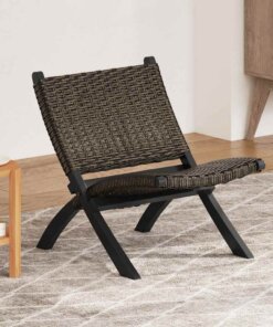 vidaXL Relaxstoel natuurlijk kubu rattan en massief mahoniehout zwart