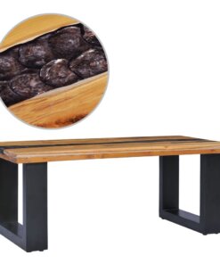 vidaXL Salontafel 100x50x40 cm massief teakhout en polyresin