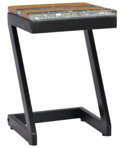 vidaXL Salontafel 30x30x50 cm massief teakhout en polyresin