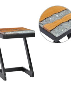 vidaXL Salontafel 30x30x50 cm massief teakhout en polyresin