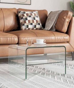 vidaXL Salontafel 50x45x33 cm gehard glas transparant