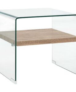 vidaXL Salontafel 50x50x45 cm gehard glas transparant