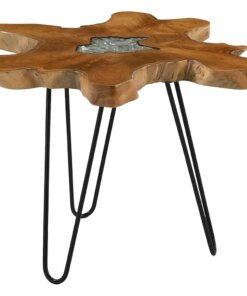 vidaXL Salontafel 70x45 cm massief teakhout en polyresin