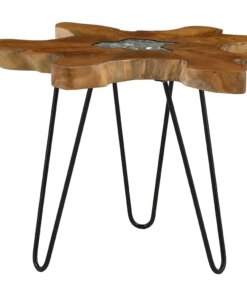 vidaXL Salontafel 70x45 cm massief teakhout en polyresin