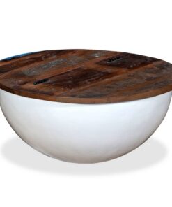 vidaXL Salontafel komvormig massief gerecycled hout wit