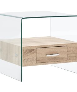vidaXL Salontafel met lade 50x50x45 cm gehard glas