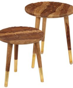 vidaXL Salontafels 2 st massief hout