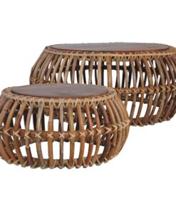 vidaXL Salontafels 2 st natuurlijk rattan