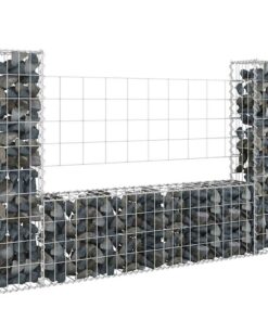 vidaXL Schanskorf U-vormig met 2 palen 140x20x100 cm ijzer