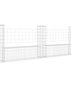 vidaXL Schanskorf U-vormig met 3 palen 260x20x100 cm ijzer