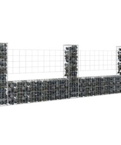 vidaXL Schanskorf U-vormig met 3 palen 260x20x100 cm ijzer