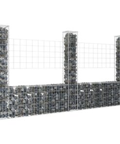 vidaXL Schanskorf U-vormig met 3 palen 260x20x150 cm ijzer