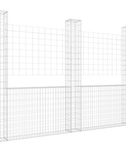 vidaXL Schanskorf U-vormig met 3 palen 260x20x200 cm ijzer