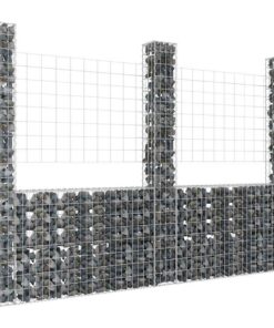 vidaXL Schanskorf U-vormig met 3 palen 260x20x200 cm ijzer