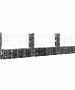 vidaXL Schanskorf U-vormig met 4 palen 380x20x100 cm ijzer