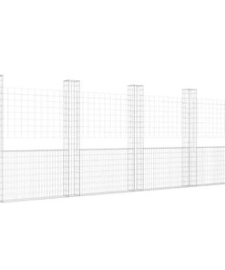 vidaXL Schanskorf U-vormig met 5 palen 500x20x200 cm ijzer