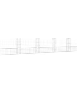 vidaXL Schanskorf U-vormig met 6 palen 620x20x100 cm ijzer