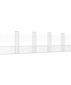 vidaXL Schanskorf U-vormig met 6 palen 620x20x150 cm ijzer