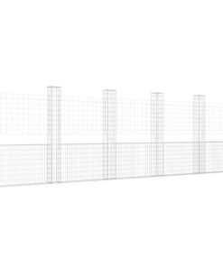 vidaXL Schanskorf U-vormig met 6 palen 620x20x200 cm ijzer