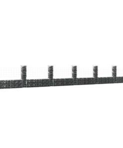 vidaXL Schanskorf U-vormig met 7 palen 740x20x100 cm ijzer