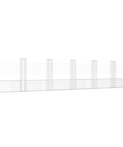 vidaXL Schanskorf U-vormig met 7 palen 740x20x150 cm ijzer