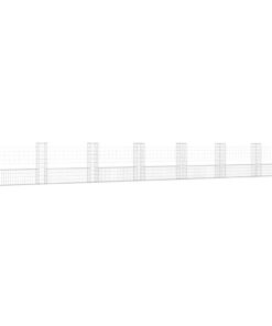 vidaXL Schanskorf U-vormig met 8 palen 860x20x100 cm ijzer