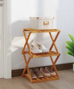 vidaXL Schappenkast inklapbaar 3-laags 43x31x63 cm acaciahout bruin