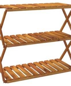 vidaXL Schappenkast inklapbaar 3-laags 70x31x63 cm acaciahout bruin