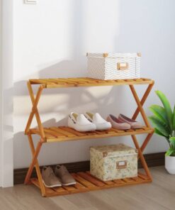 vidaXL Schappenkast inklapbaar 3-laags 70x31x63 cm acaciahout bruin