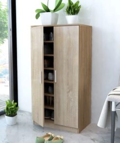 vidaXL Schoenenkast 7 planken eiken