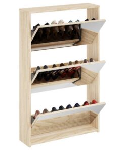 vidaXL Schoenenkast drielaags met spiegel 63x17x102