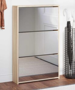 vidaXL Schoenenkast drielaags met spiegel 63x17x102