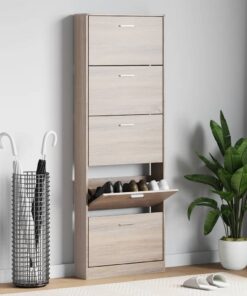 vidaXL Schoenenkast hout met 5 opbergvakken eiken-look