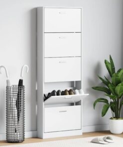 vidaXL Schoenenkast hout met 5 opbergvakken wit