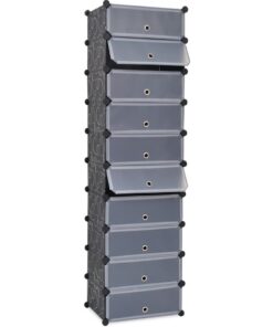 vidaXL Schoenenkast met 10 ineengrijpende vakken zwart