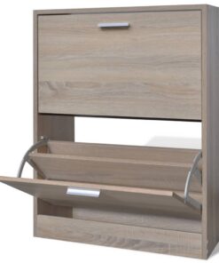 vidaXL Schoenenkast met 2 vakken eiken-look hout