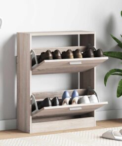 vidaXL Schoenenkast met 2 vakken eiken-look hout