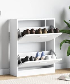 vidaXL Schoenenkast met 2 vakken hout wit
