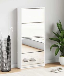 vidaXL Schoenenkast met 4 spiegels 63x17x134 cm wit