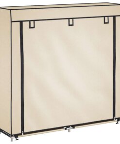 vidaXL Schoenenkast met hoes 115x28x110 cm stof crème