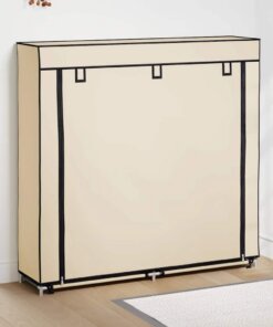 vidaXL Schoenenkast met hoes 115x28x110 cm stof crème