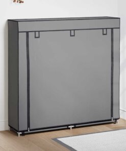 vidaXL Schoenenkast met hoes 115x28x110 cm stof grijs