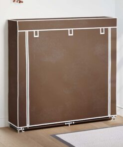 vidaXL Schoenenkast met hoes 115x28x110 stof bruin