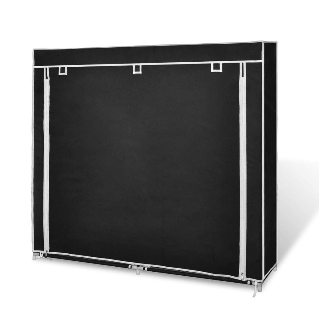 vidaXL Schoenenkast met hoes 115x28x110 stof zwart - Afbeelding 5