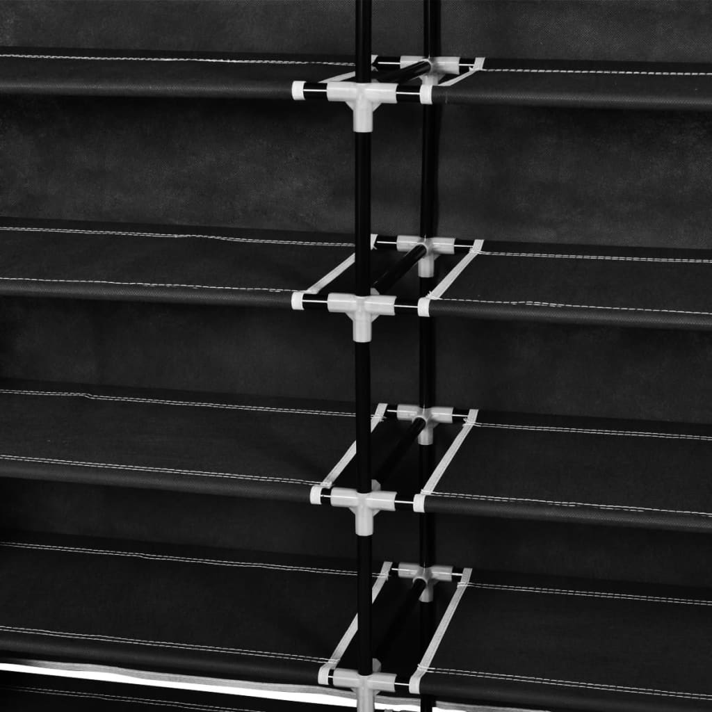 vidaXL Schoenenkast met hoes 115x28x110 stof zwart - Afbeelding 7