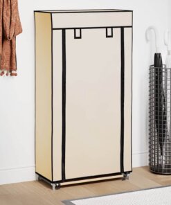 vidaXL Schoenenkast met hoes 58x28x106 cm stof crème