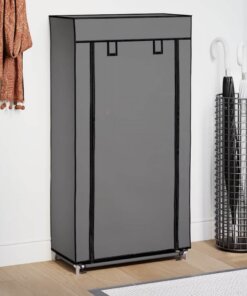 vidaXL Schoenenkast met hoes 58x28x106 cm stof grijs