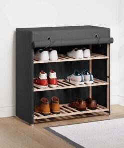 vidaXL Schoenenkast met hoes 79x40x80 cm stof grijs