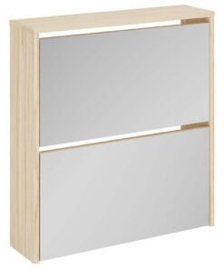vidaXL Schoenenkast tweelaags met spiegel 63x17x67 cm eiken