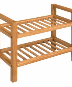 vidaXL Schoenenrek met 2 schappen 50x27x40 cm massief eikenhout